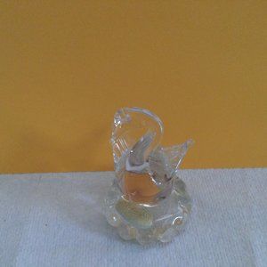 Murano art glass swan figurine paper weight clear glass Icet made in Venezuela